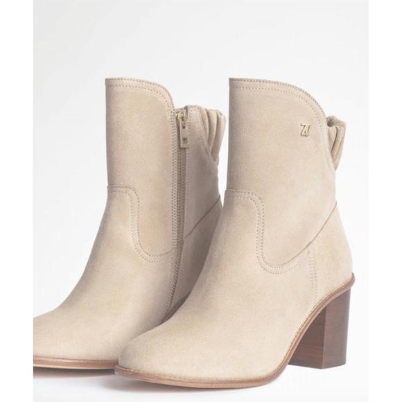 NEW ZADIG & VOLTAIRE lena suede ankle boot in down - Picture 2 of 2